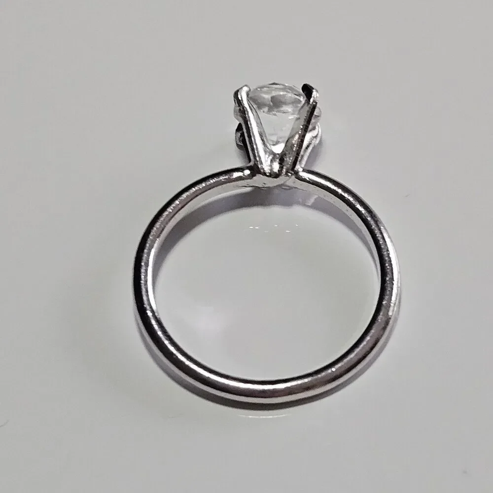 Vintage Silver Tone Uncas Ring Size 7 Solitaire Engagement Wedding